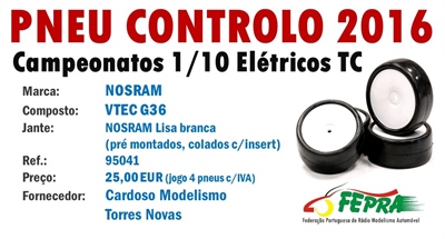PNEU CONTROLO 2016 - Campeonatos 1/10 Elétricos TC